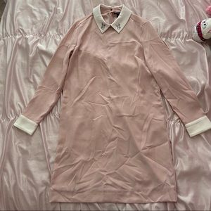 Victoria Beckham for Target Women's Blush Pink Collared Dress with Rabbit Collar